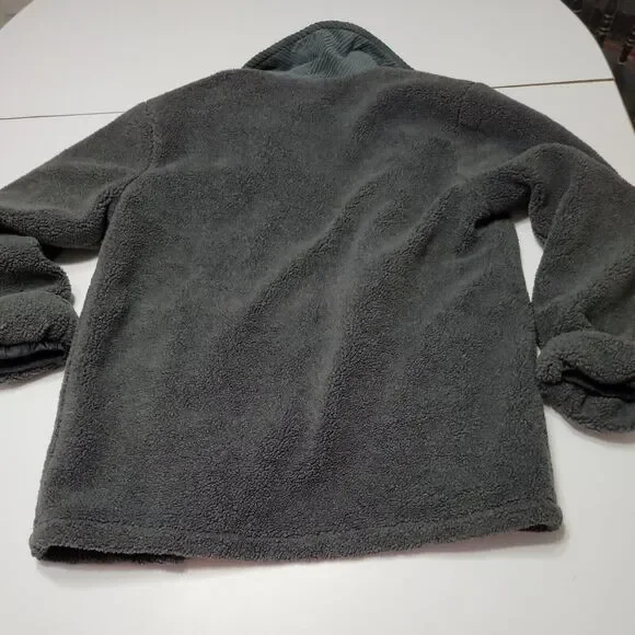 Outbrook Coat Women M Fleece Jacket Grey long Sleeve Button Patch Pockets Collar - Picture 12 of 14